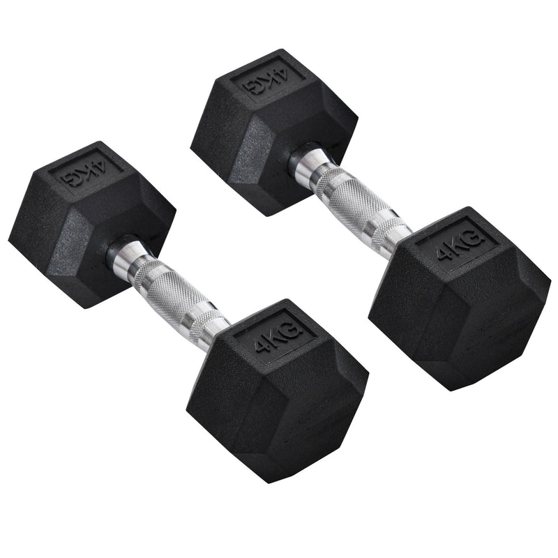 2x4kg Rubber Dumbbell Sports Hex Weights Sets Home Gym Fitness Hexagonal Dumbbells Kit Weight Lifting Exercise