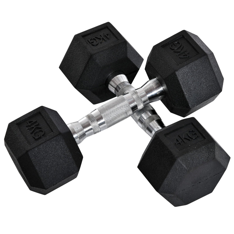 2x4kg Rubber Dumbbell Sports Hex Weights Sets Home Gym Fitness Hexagonal Dumbbells Kit Weight Lifting Exercise