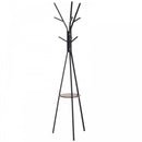 Free Standing Metal Coat Rack Stand 9 Hooks w/ Shelf - Brown
