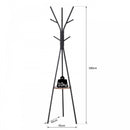Free Standing Metal Coat Rack Stand 9 Hooks w/ Shelf - Brown