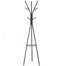 Free Standing Metal Coat Rack Stand 9 Hooks w/ Shelf - Brown