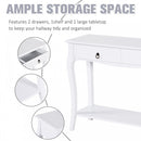 Console Table Storage Display Desk W/ 2 Drawers-Ivory White