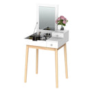 Dressing Table Desk Flip-up Mirror Multi-Purpose Large Space 2 Drawers Modern - White