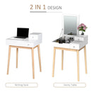 Dressing Table Desk Flip-up Mirror Multi-Purpose Large Space 2 Drawers Modern - White