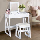 Dressing Table with Cushioned Stool, MDF, Pine-White