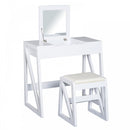 Dressing Table with Cushioned Stool, MDF, Pine-White