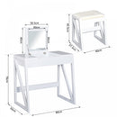 Dressing Table with Cushioned Stool, MDF, Pine-White