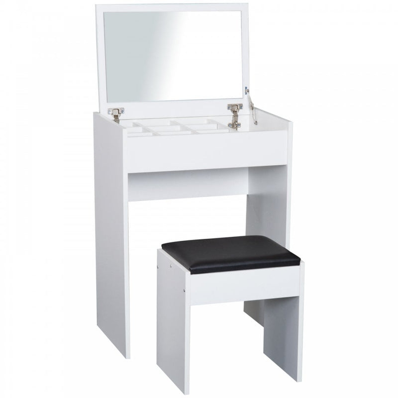 Dressing Table With Cushioned Stool-White
