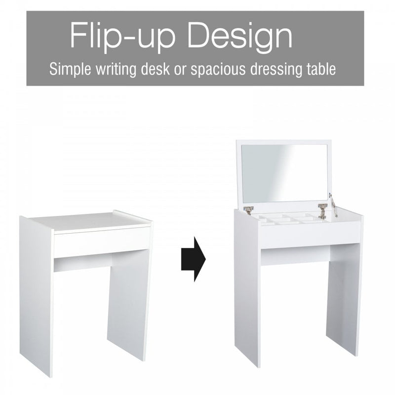 Dressing Table With Cushioned Stool-White