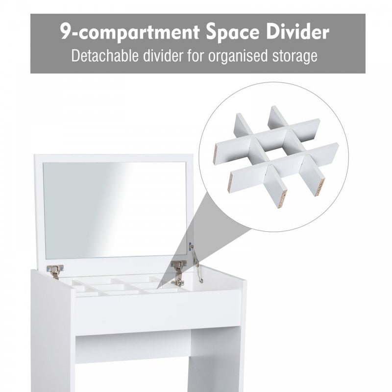 Dressing Table With Cushioned Stool-White