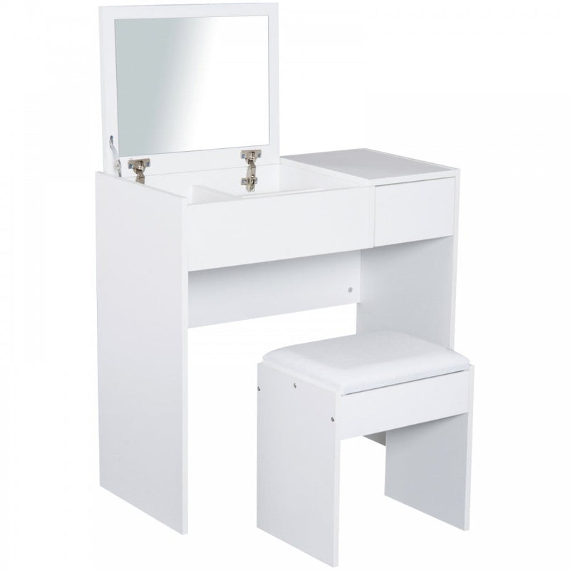 Dressing Table With Padded Stool-White