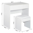 Dressing Table With Padded Stool-White