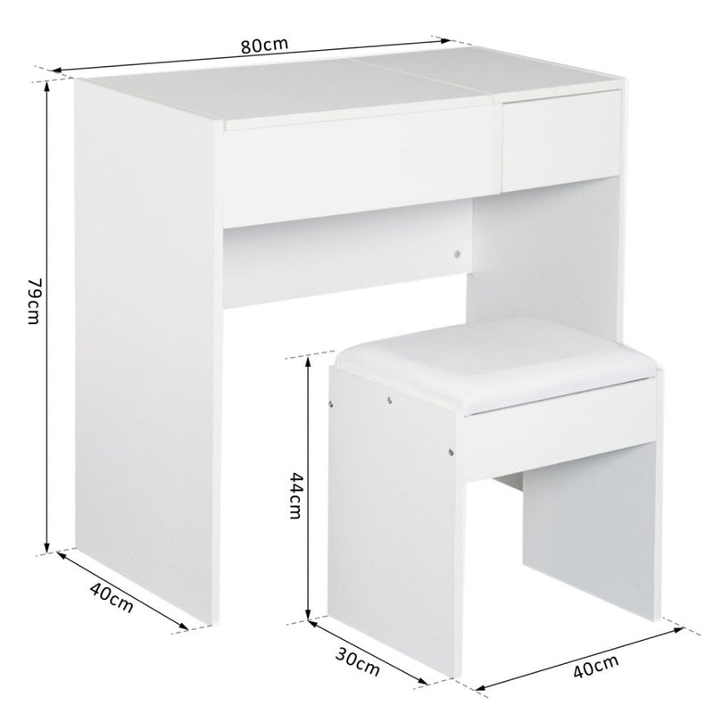 Dressing Table With Padded Stool-White