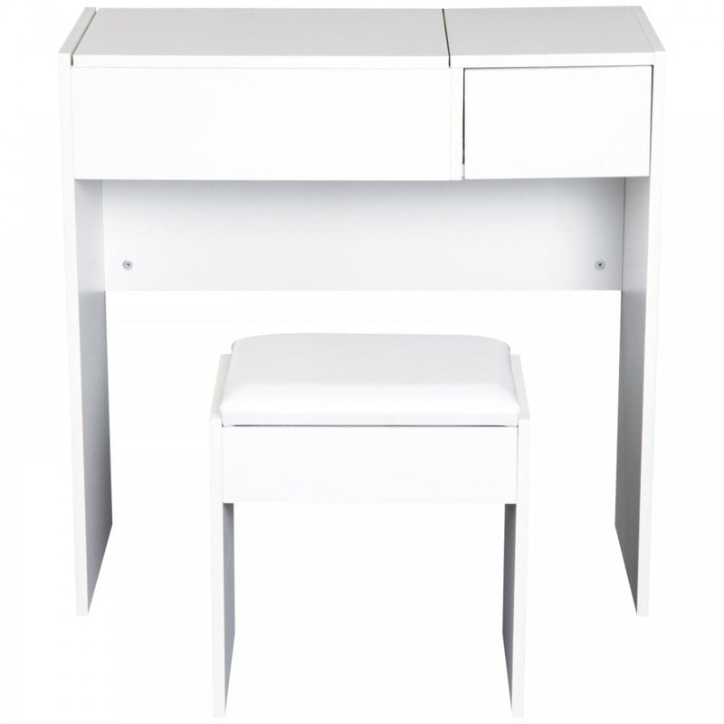 Dressing Table With Padded Stool-White