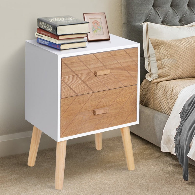 Nordic Style 2 Drawers Side Cabinet,55.5H cm