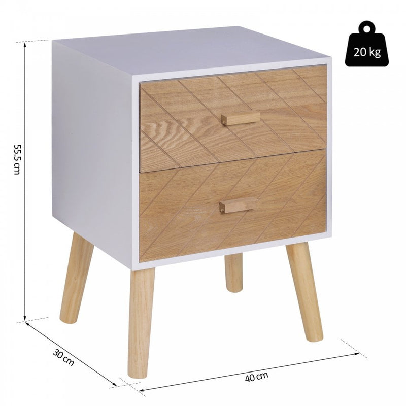 Nordic Style 2 Drawers Side Cabinet,55.5H cm