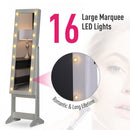 HOMCOM Free Standing LED Mirrored Jewellery Cabinet -  Warm White
