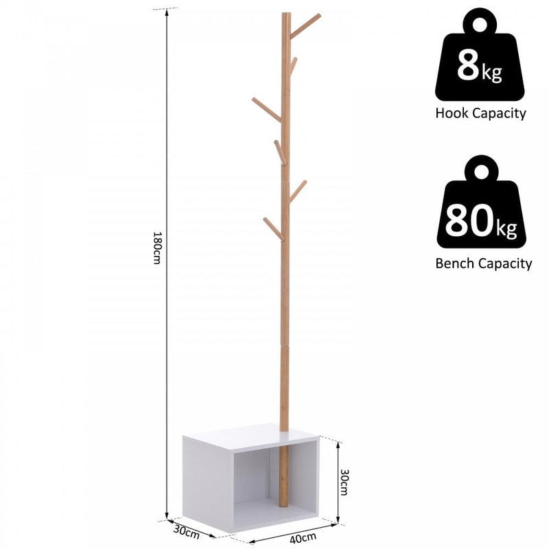Coat Rack Storage Bench, 180H cm