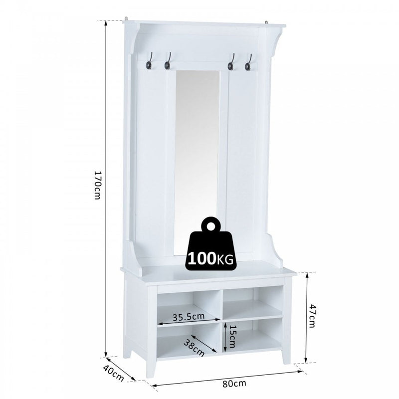 Mirror Cabinet, 80Lx40Wx170H cm-White