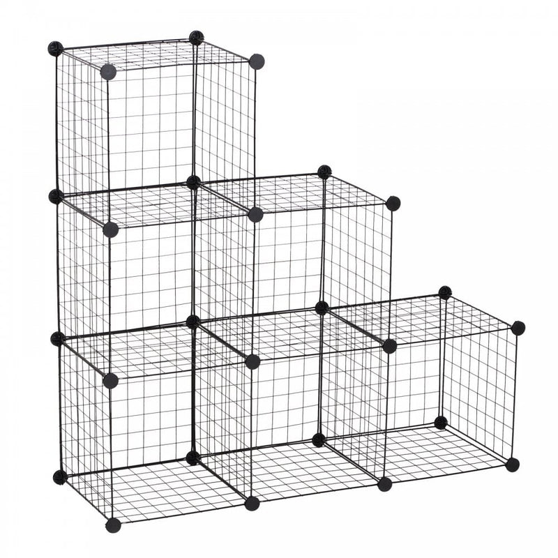 DIY 6 Cube Wire Storage Cabinet Organiser, 111L x 37W x 111Hcm-Black