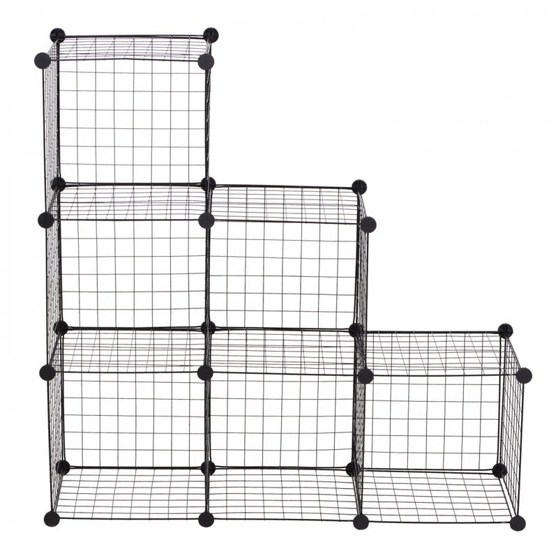 DIY 6 Cube Wire Storage Cabinet Organiser, 111L x 37W x 111Hcm-Black