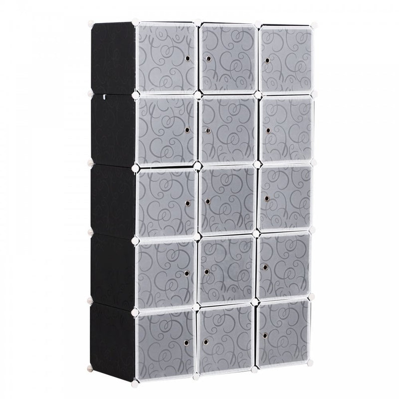 DIY Portable Wardrobe Closet, 111L X 47W X 183Hcm-Black/White
