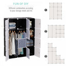 DIY Portable Wardrobe Closet, 111L X 47W X 145Hcm-Black/White