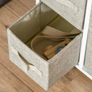 Vertical 7 Linen Drawers Cabinet with Metal Frame Adjustable Feet for Living Room, Bathroom, Kitchen - White, Oak and Light Grey