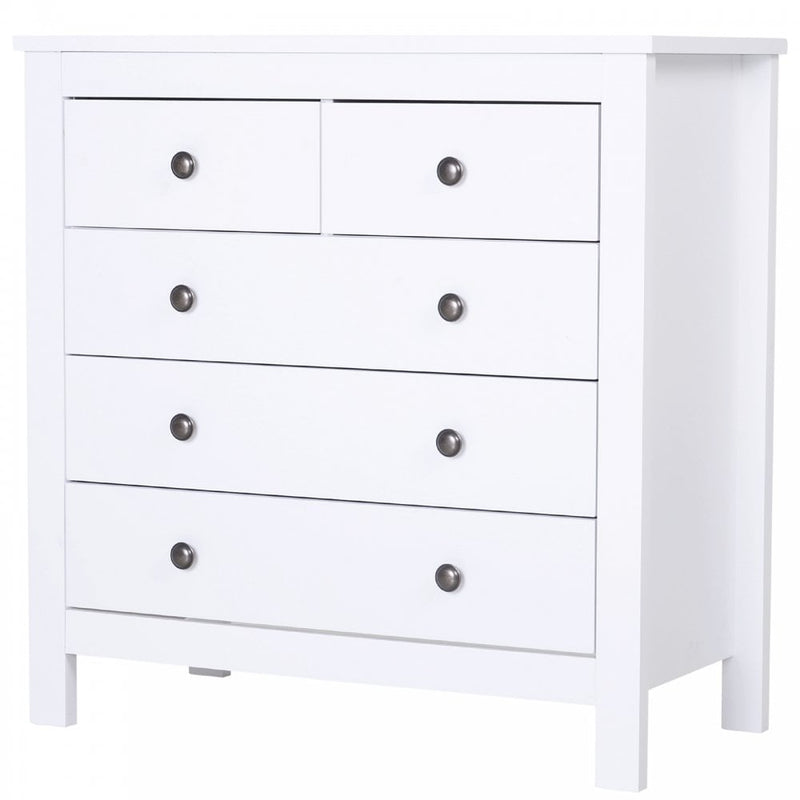 Bedroom Home 5 Chest Of Drawers w/ Feet & Handles 80x79cm White