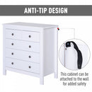 Bedroom Home 5 Chest Of Drawers w/ Feet & Handles 80x79cm White