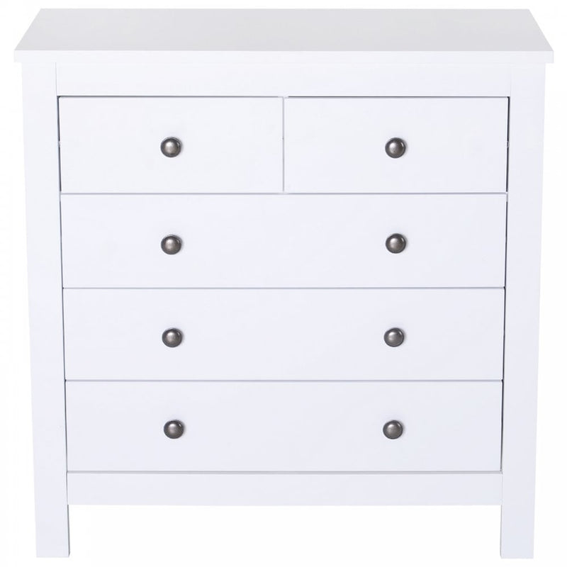 Bedroom Home 5 Chest Of Drawers w/ Feet & Handles 80x79cm White