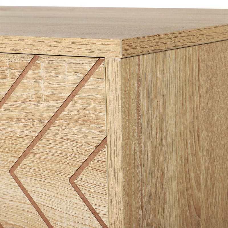 HOMCOM Chest Of 5 Drawers Storage Unit Zig Zag Design w/ Black Metal Handles