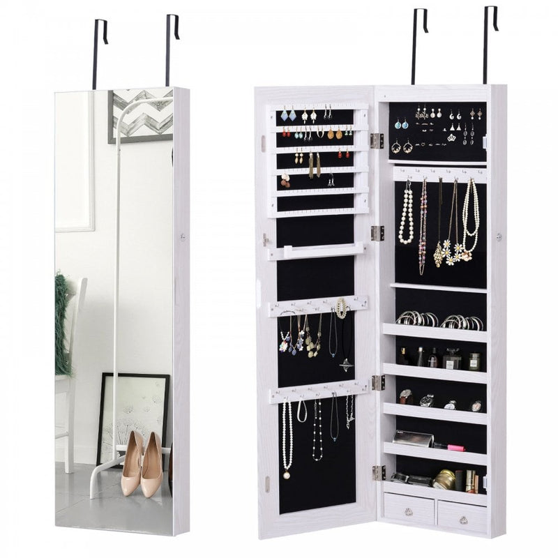 Mirror Jewellery Storage Cabinet w/LED Lights White