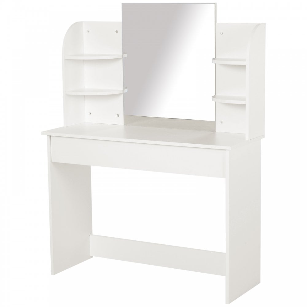 Particle Board Bedroom Dressing Table w/ Shelves White