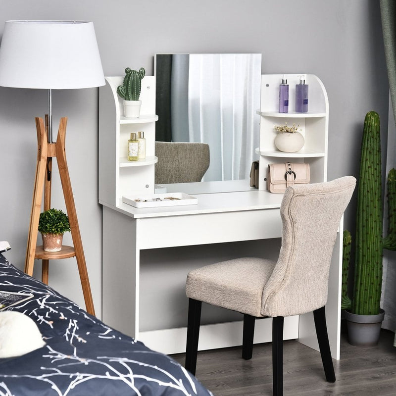 Particle Board Bedroom Dressing Table w/ Shelves White