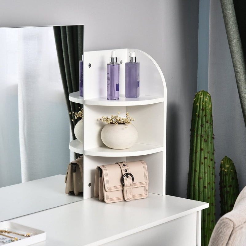 Particle Board Bedroom Dressing Table w/ Shelves White