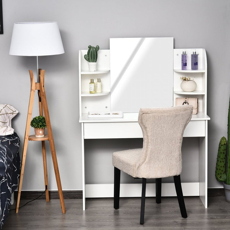 Particle Board Bedroom Dressing Table w/ Shelves White