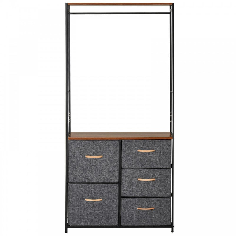 Freestanding Clothes Hanger Storage Unit for Bedroom Hallway Home Furniture Organisation - Black/Brown