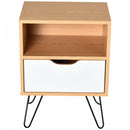 Particle Board Duo-Compartment Bedside Table Brown/White