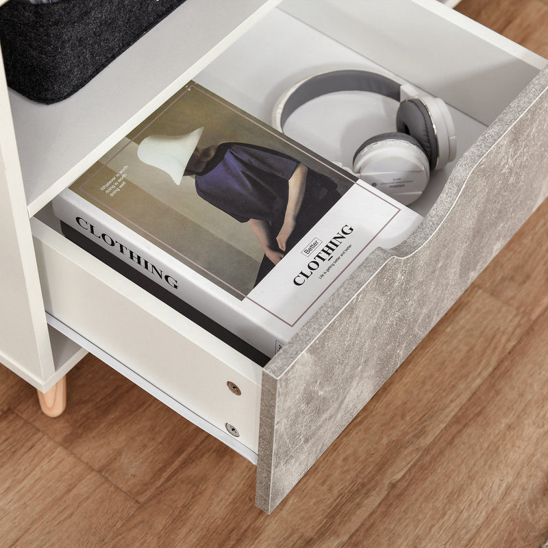 TV Stand with Shelf & Drawers Storage Cabinet Media Entertainment Center Modern Grey 99cm Unit w/ Shelves Centre