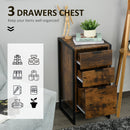 Industrial 3-Drawer Storage Chest Cabinet Organizer Metal Frame Freestanding Unit, Perfect for Bedroom Living Room, Brown Sideboard