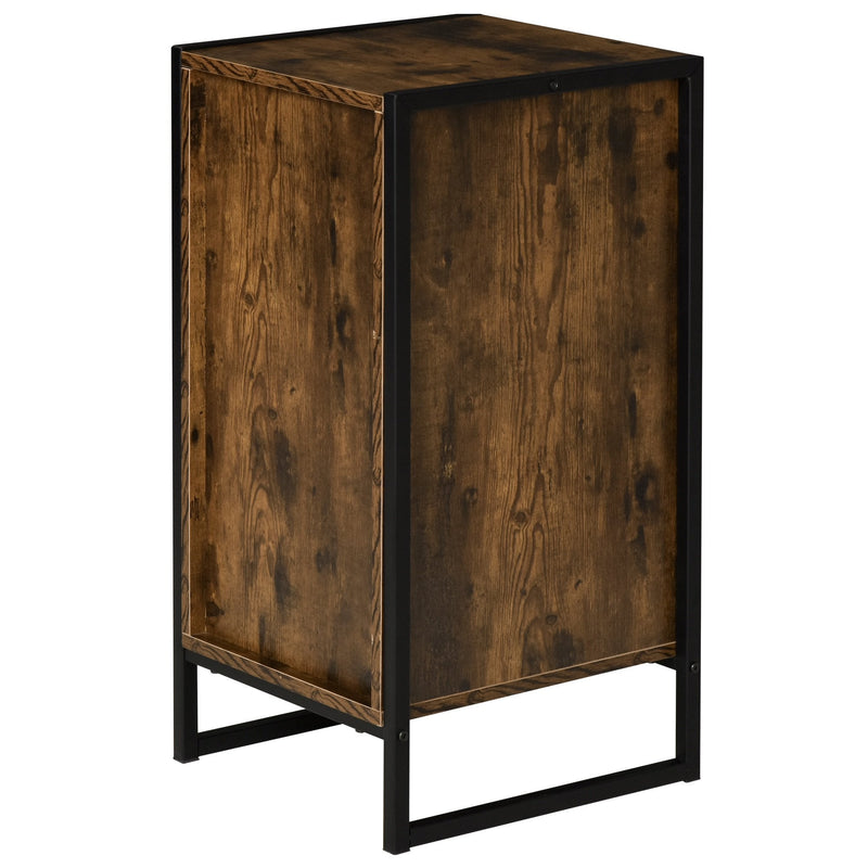 Industrial 3-Drawer Storage Chest Cabinet Organizer Metal Frame Freestanding Unit, Perfect for Bedroom Living Room, Brown Sideboard