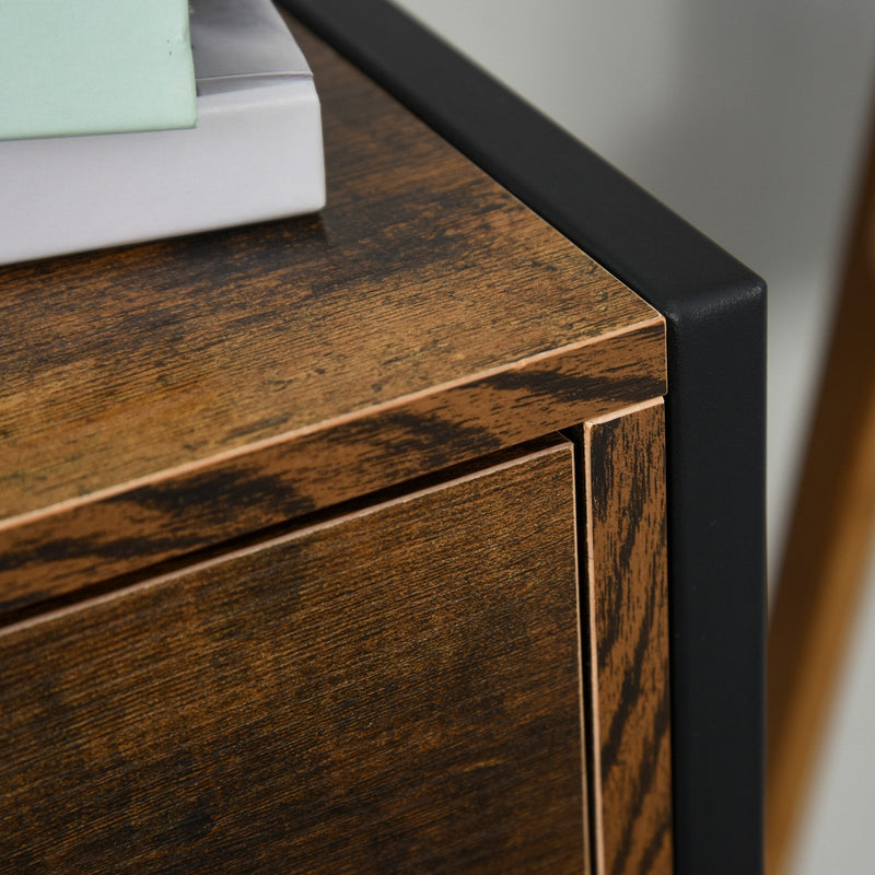 Industrial 3-Drawer Storage Chest Cabinet Organizer Metal Frame Freestanding Unit, Perfect for Bedroom Living Room, Brown Sideboard