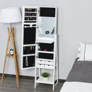 MDF Freestanding Glass Mirror Jewellery Cabinet W/ Storage Shelves White