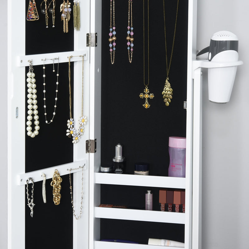 MDF LED Illuminated Glass Mirror Jewellery Cabinet White