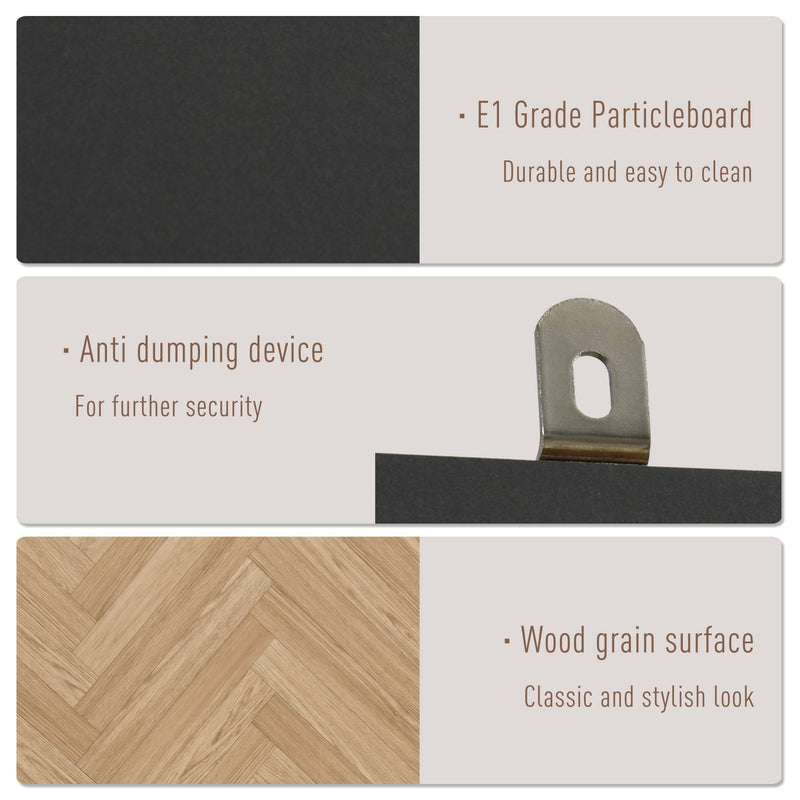 Modern Wardrobe Cabinet Wood Grain Sticker Surface With Shelf, Hanging Rod And 2 Drawers 90x50x190cm-Grey/Oak