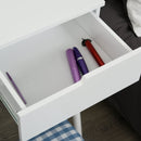 2 Piece Modern Vanity Table Set, Makeup Table with Padded Stool, 2 Large Drawers, Round Mirror, White Make Up Mirror