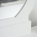 2 Piece Modern Vanity Table Set, Makeup Table with Padded Stool, 2 Large Drawers, Round Mirror, White Make Up Mirror