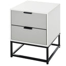 Bedside Cabinet with 2 Drawer Storage Unit, Unique Shape Bedroom Table Nightstand with Metal Base, for Living Room, Study Room, Dorm Unit and Base Home Office