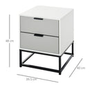 Bedside Cabinet with 2 Drawer Storage Unit, Unique Shape Bedroom Table Nightstand with Metal Base, for Living Room, Study Room, Dorm Unit and Base Home Office
